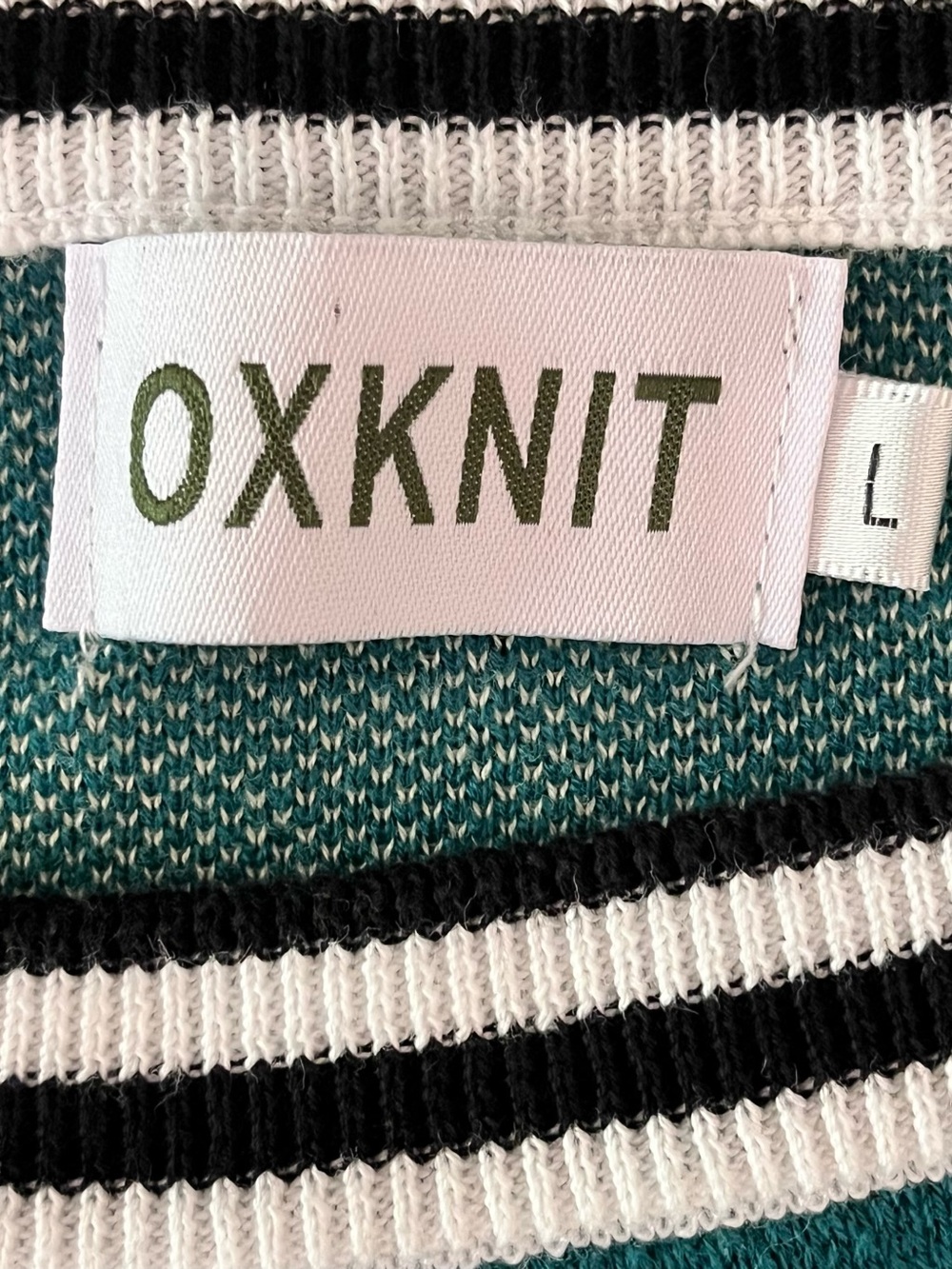 OXKNIT Boston Terrier Knit Sweater Top Size L Teal Short Sleeve Dog Graphic - Picture 4 of 6